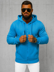 Vīriešu džemperis ar kapuci gaiši zils OZONEE JS/2008Z 