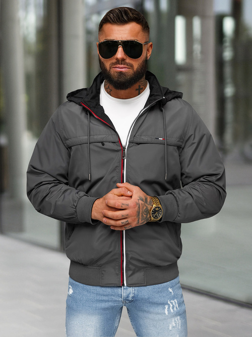 Vīriešu divpusēja virsjaka pelēka OZONEE JS/16M9207/92