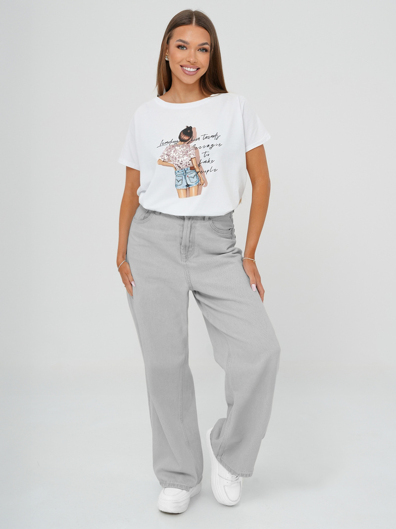 Sieviešu T-krekls Balts OZONEE JS/95T2573/1