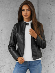 Sieviešu ādas jaka melna OZONEE JS/11Z8008Z