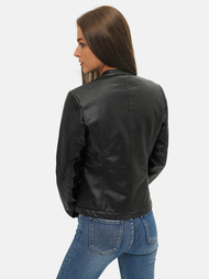Sieviešu ādas jaka melna OZONEE JS/11Z8008