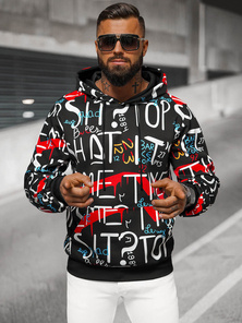 Vīriešu džemperis ar kapuci melns OZONEE JS/8B1233/3