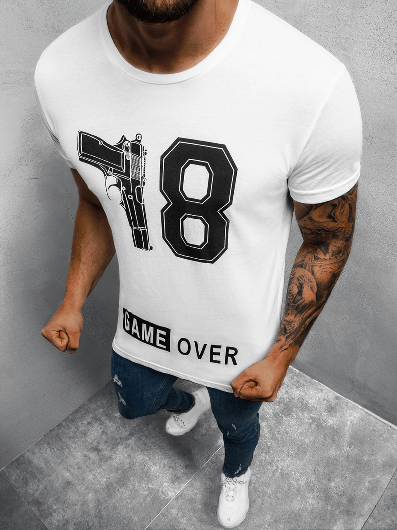 Vīriešu T-krekls balts OZONEE O/1174Z