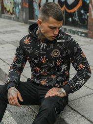 Vīriešu džemperis ar kapuci melns OZONEE O/B266Z