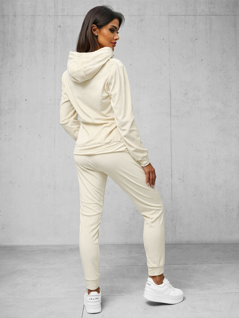 Sieviešu velūra treniņtērpa komplekts ecru OZONEE O/8C1175/155Z