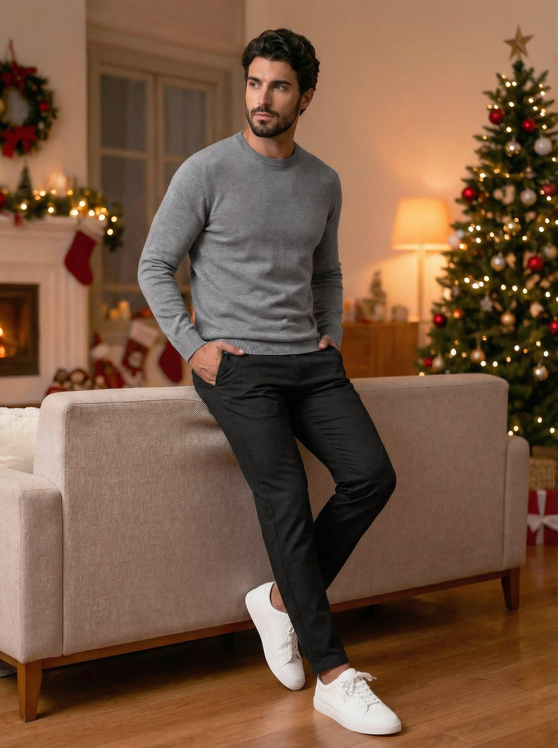 Vīriešu chino bikses melni OZONEE V/6545