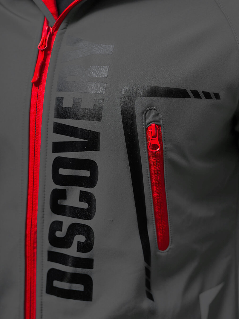 Vīriešu softshell virsjaka pelēki-sarkana OZONEE JS/HH025/2BZ