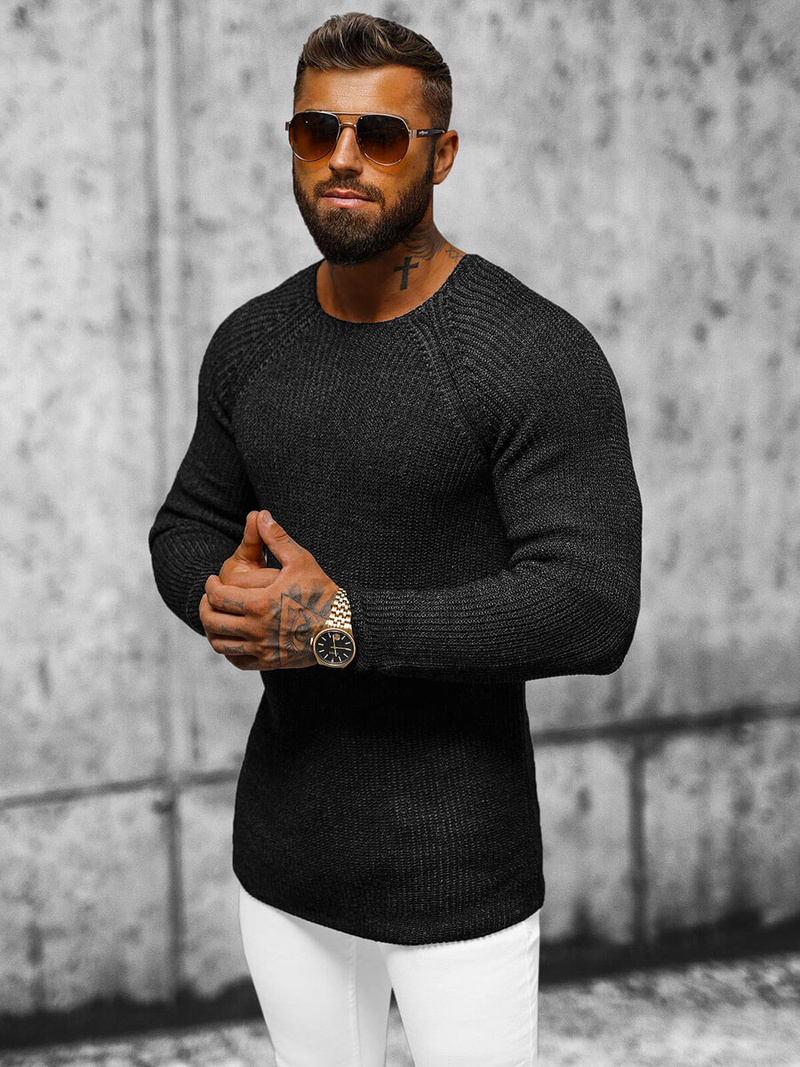 Vīriešu svīteris melns OZONEE L/2492