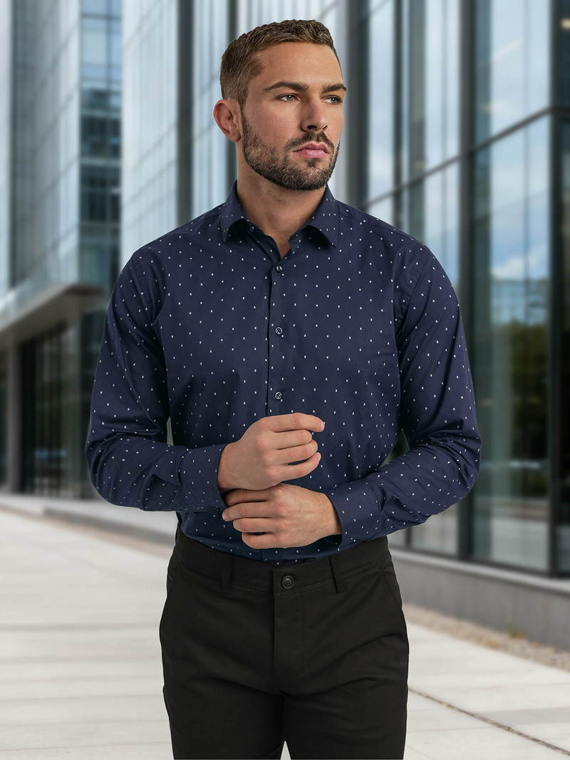 Vīriešu krekls tumši zila OZONEE V/V181