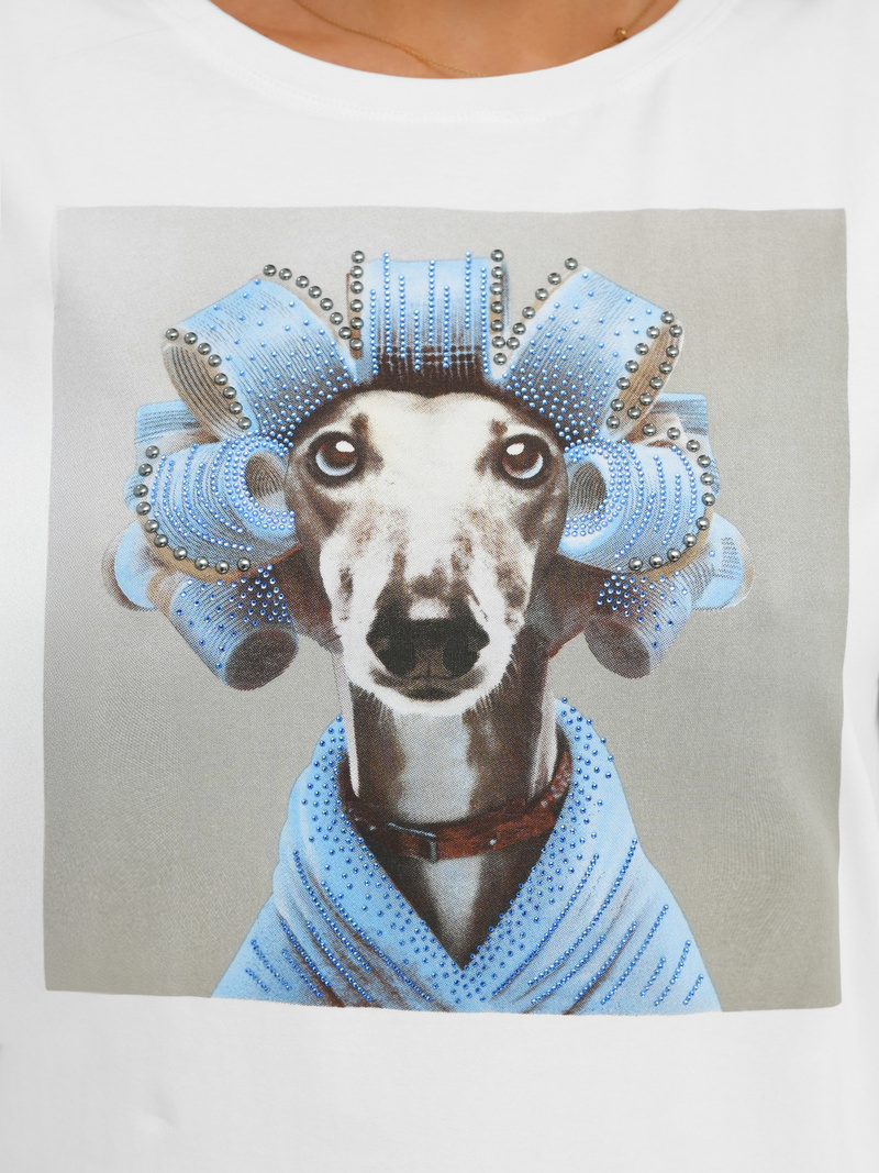 Sieviešu t-krekls balti-pelēks OZONEE JS/YJ77726