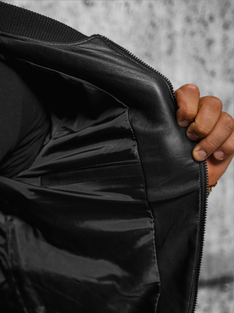 Vīriešu ādas virsjaka melna OZONEE JS/11Z8107