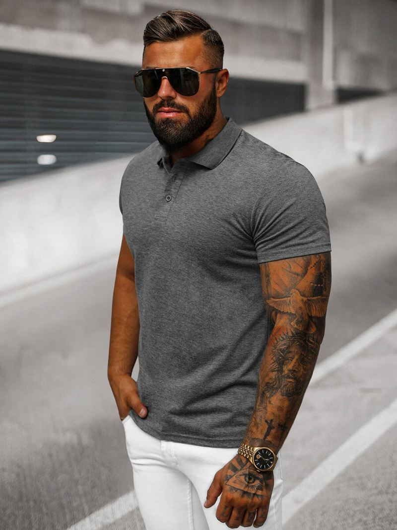 Vīriešu polo krekls grafīta OZONEE JS/8T80/5Z