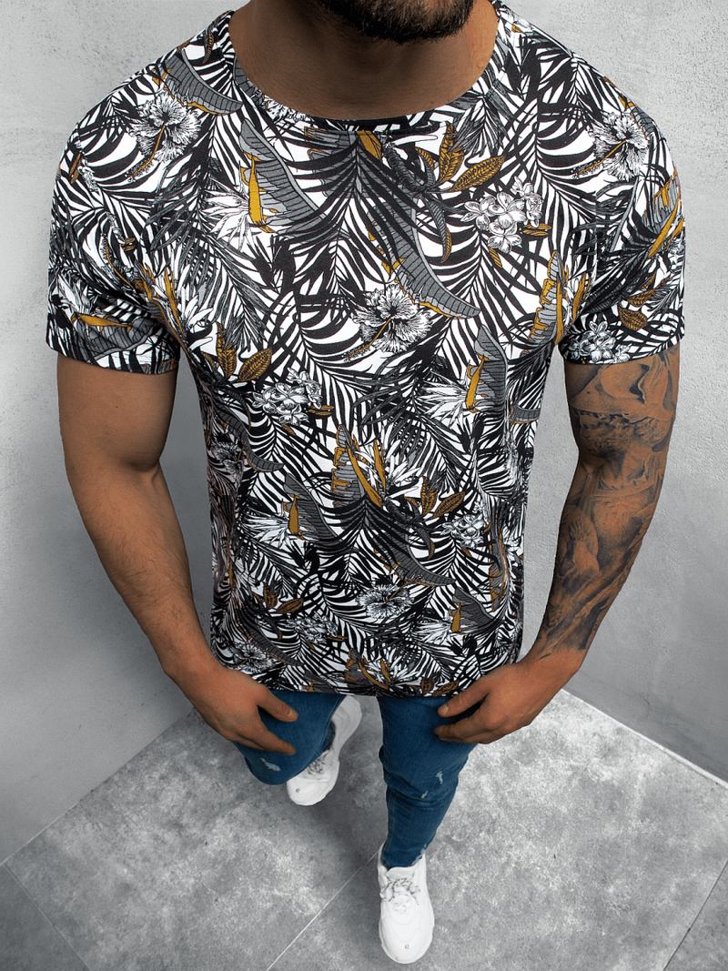 Vīriešu T-krekls balti-melns OZONEE O/BL61