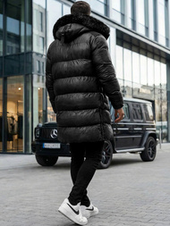 Vīriešu ziemas virsjaka melna OZONEE O/M800Z