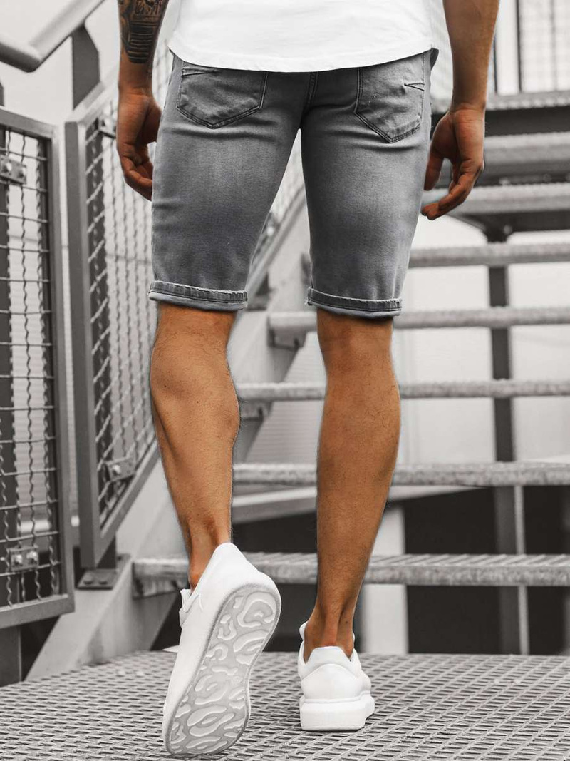 Vīriešu džinsa šorti grafīta OZONEE B/55107