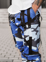 Vīriešu chino jogger bikses debesu zilas-melnas OZONEE O/11102