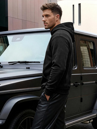 Vīriešu džemperis ar kapuci melna OZONEE JS/8B1990/3