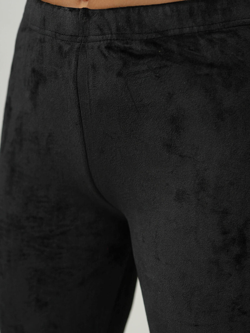 Sieviešu velūra sporta bikses melnas OZONEE JS/92K521/3