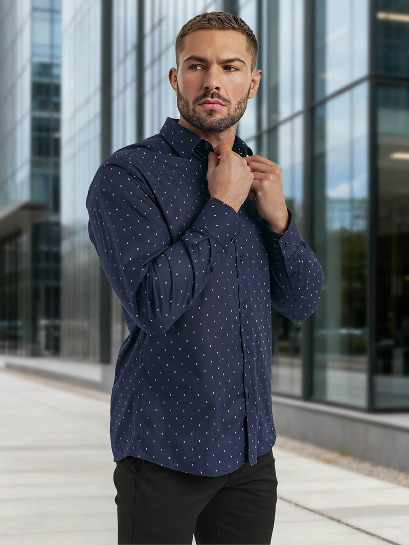 Vīriešu krekls tumši zila OZONEE V/V181