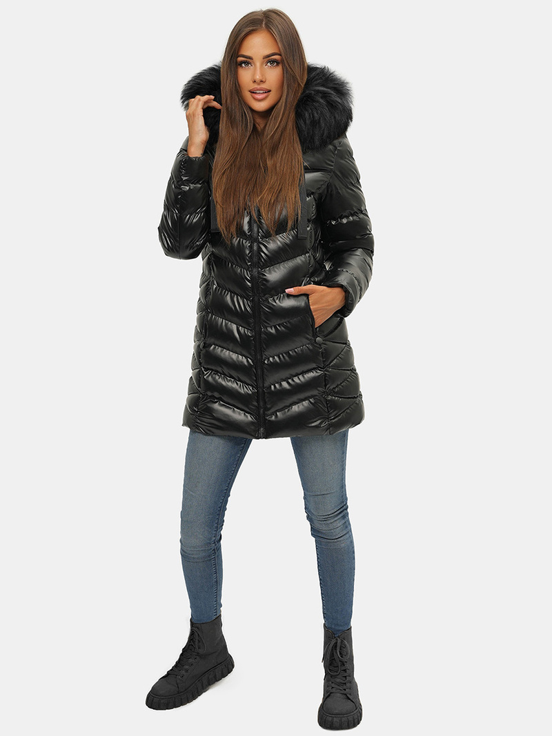 Sieviešu ziemas jaka melna OZONEE JS/M778/392B