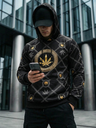 Vīriešu džemperis ar kapuci melns OZONEE O/B267Z