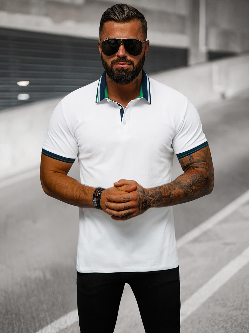 Vīriešu polo krekls balts OZONEE O/DA729