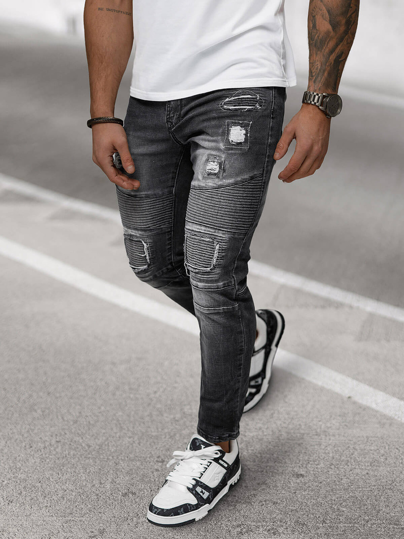 Vīriešu džinsi melni OZONEE NB/MP0142N