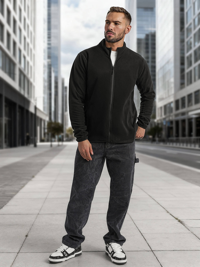 Vīriešu jaka ar rāvējslēdzēju melna OZONEE JS/HH016/3