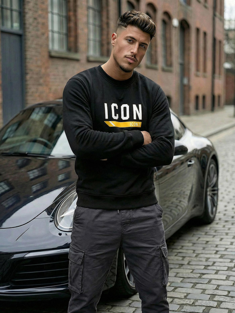 Vīriešu džemperis melns OZONEE JS/8B1753/3