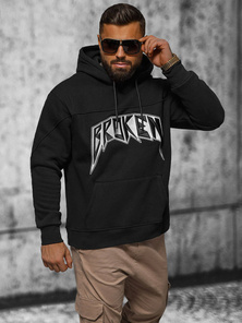 Džemperis ar kapuci melna OZONEE O/SWE23019