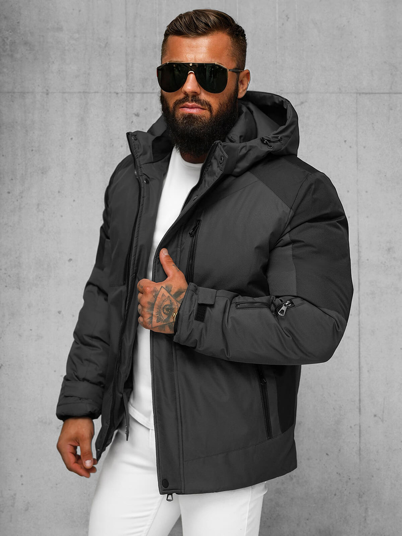 Vīriešu ziemas jaka grafīta OZONEE JS/91M9902/105Z