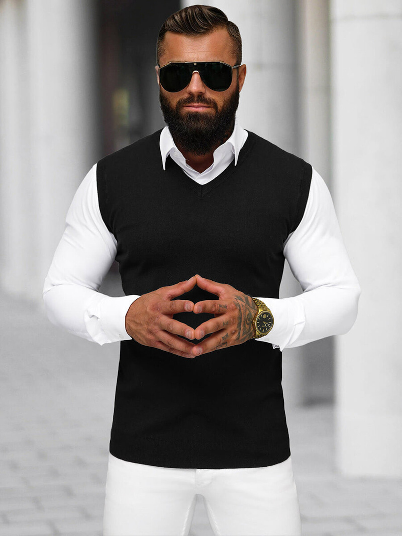 Vīriešu svīteris melns OZONEE NB/MM6005/4Z