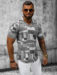 Vīriešu krekls ar īsām piedurknēm pelēka OZONEE E/1400/123