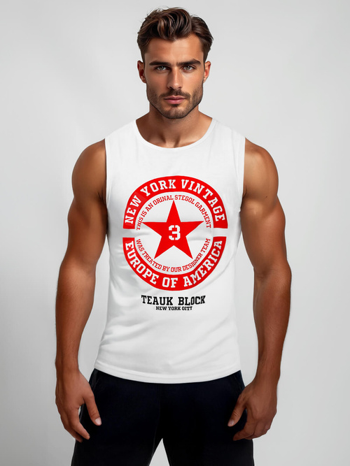 Vīriešu t-krekls bez piedurknēm balts OZONEE JS/8B1721/1