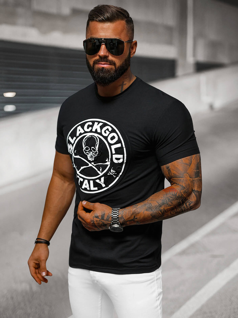 Vīriešu t-krekls melns OZONEE NB/MT3074