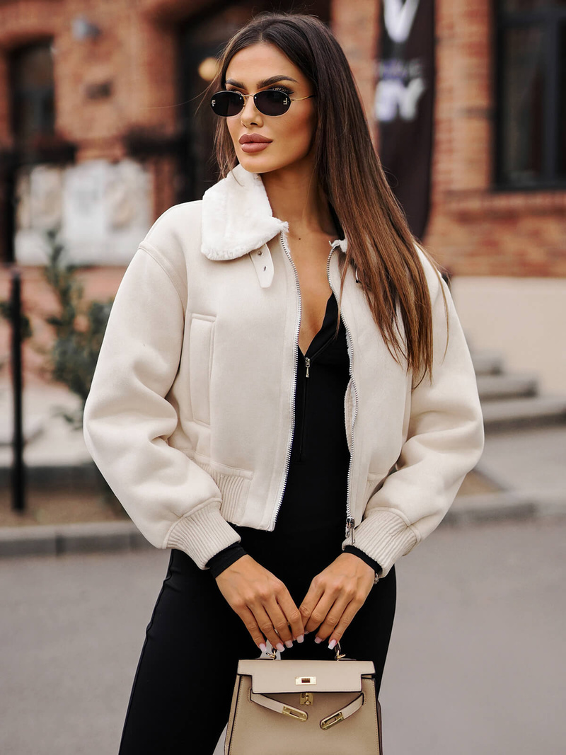 Sieviešu jaka ecru OZONEE O/81326