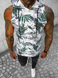 Vīriešu t-krekls bez piedurknēm balts-zaļš OZONEE O/BL307