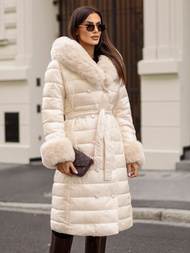 Sieviešu mētelis smilšu OZONEE JS/5M3160/254/BZ