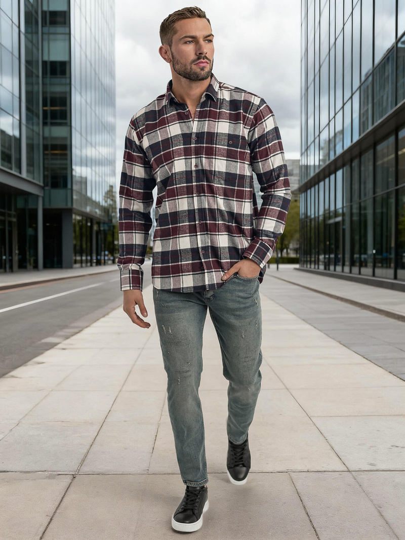 Vīriešu krekls bordosarkana OZONEE V/V174