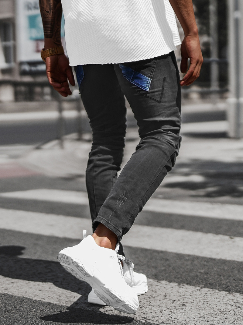 Vīriešu džinsi melni OZONEE NB/MP0025N