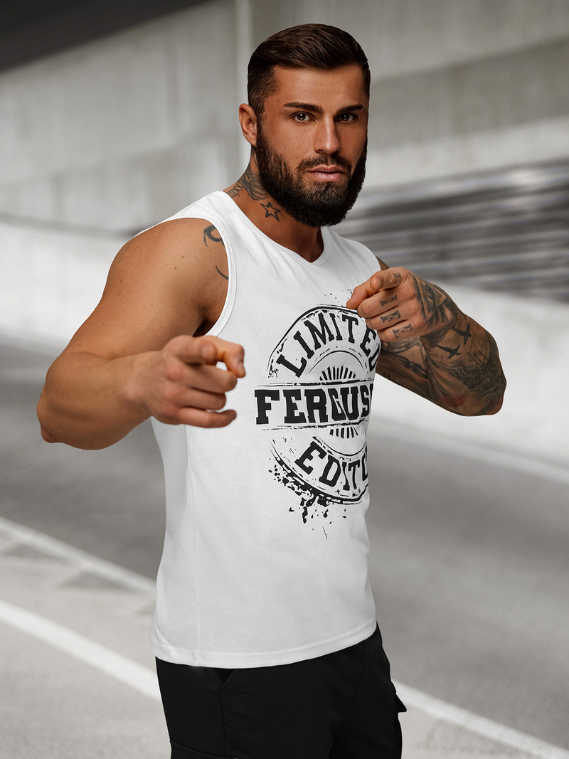 Vīriešu t-krekls bez piedurknēm balts OZONEE JS/8B1725/1Z