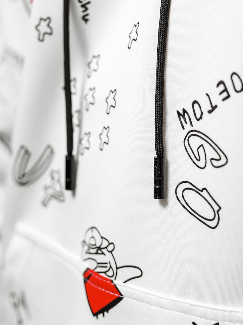 Vīriešu džemperis ar kapuci balta OZONEE JS/8B1223/1