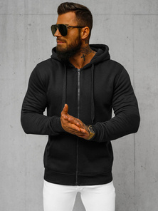 Vīriešu džemperis ar kapuci melns OZONEE JS/2008Z