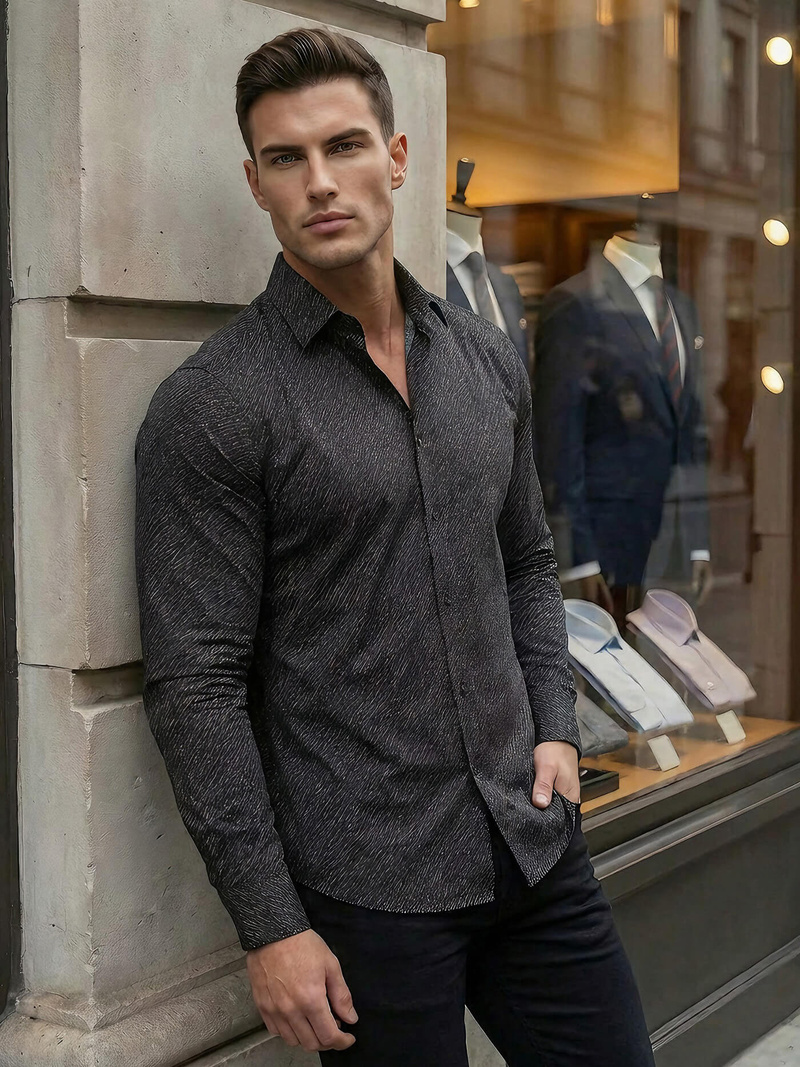 Vīriešu krekls melns OZONEE V/V184Z