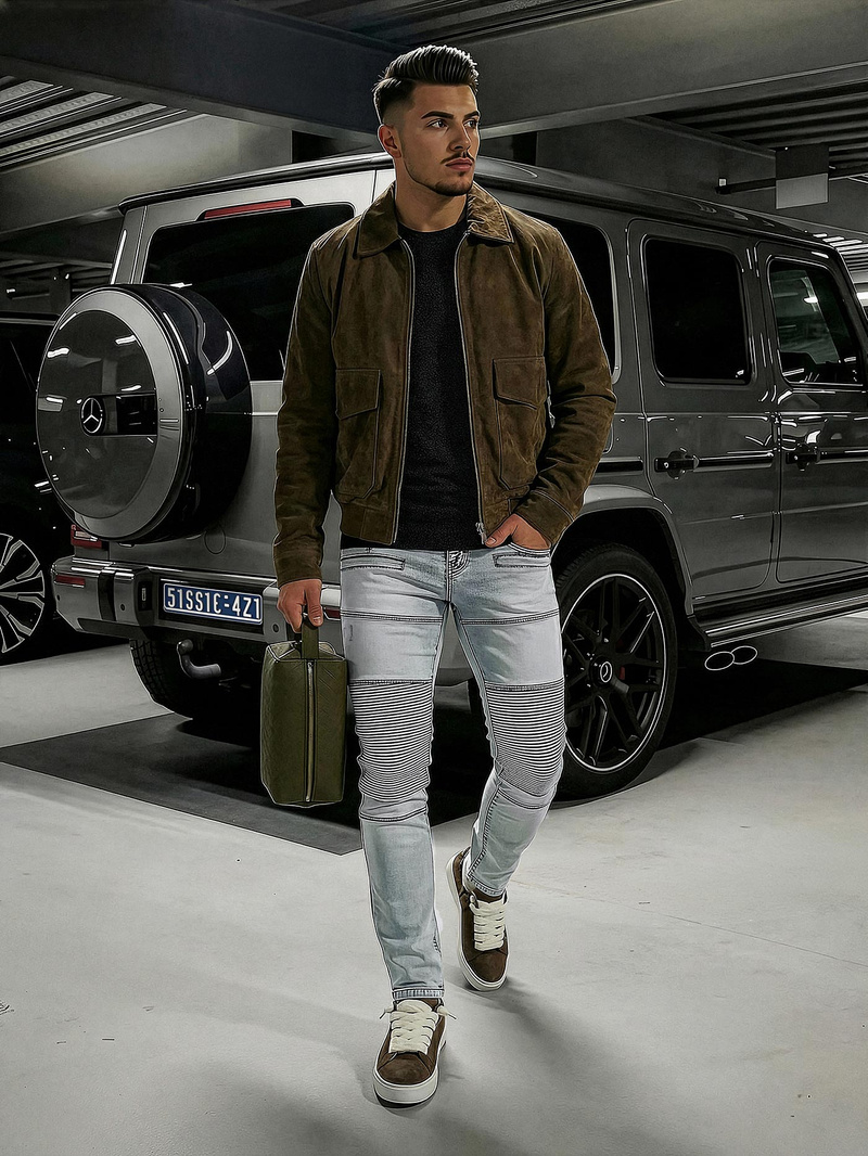 Vīriešu džinsi gaiši debesu zili OZONEE O/EM8889Z