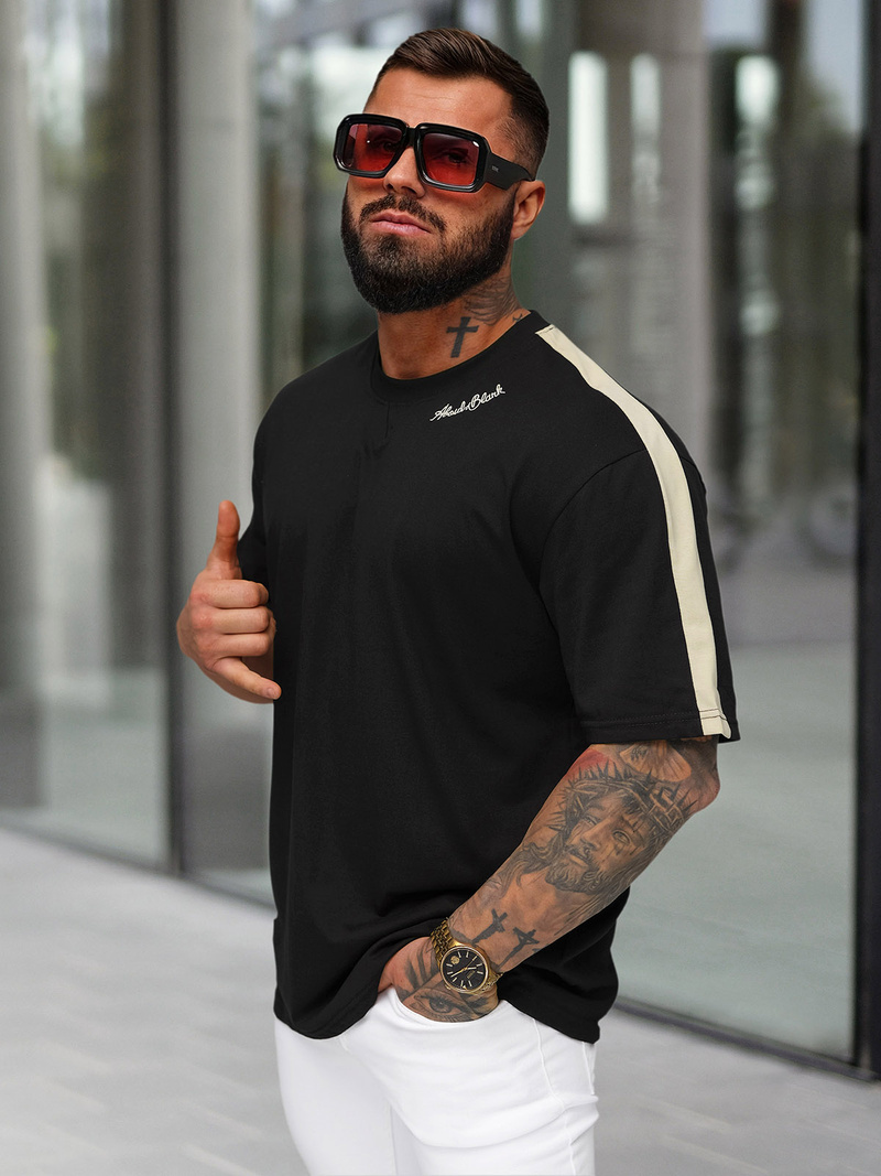 Vīriešu t-krekls melns OZONEE O/QQ1195