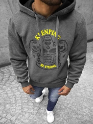 Vīriešu džemperis ar kapuci grafīta OZONEE JS/Y10068