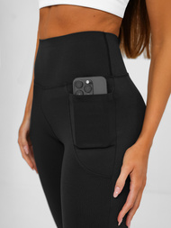 Sieviešu legingi ar platām kājām melni OZONEE JS/13K1810/3