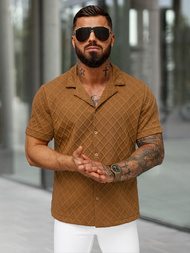 Vīriešu krekls ar īsām piedurknēm brūna OZONEE O/B2257