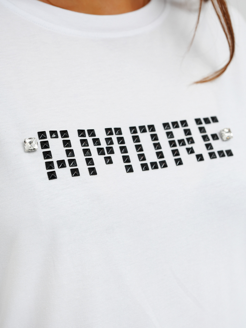 Sieviešu t-krekls balti-melns OZONEE JS/YJ77716